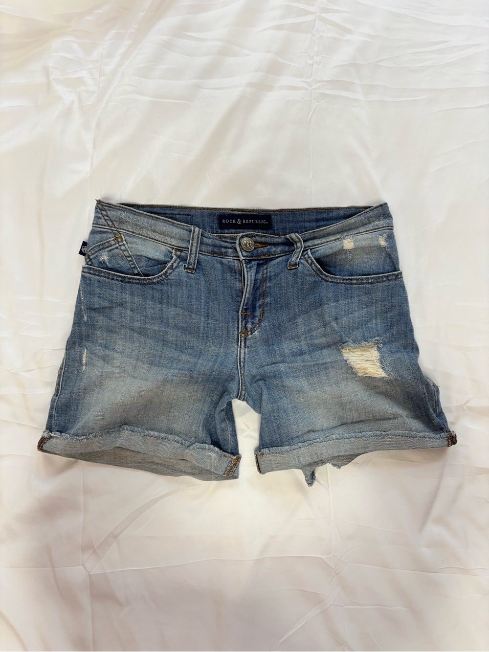 Rock & Republic Distressed Denim Shorts Size 6
